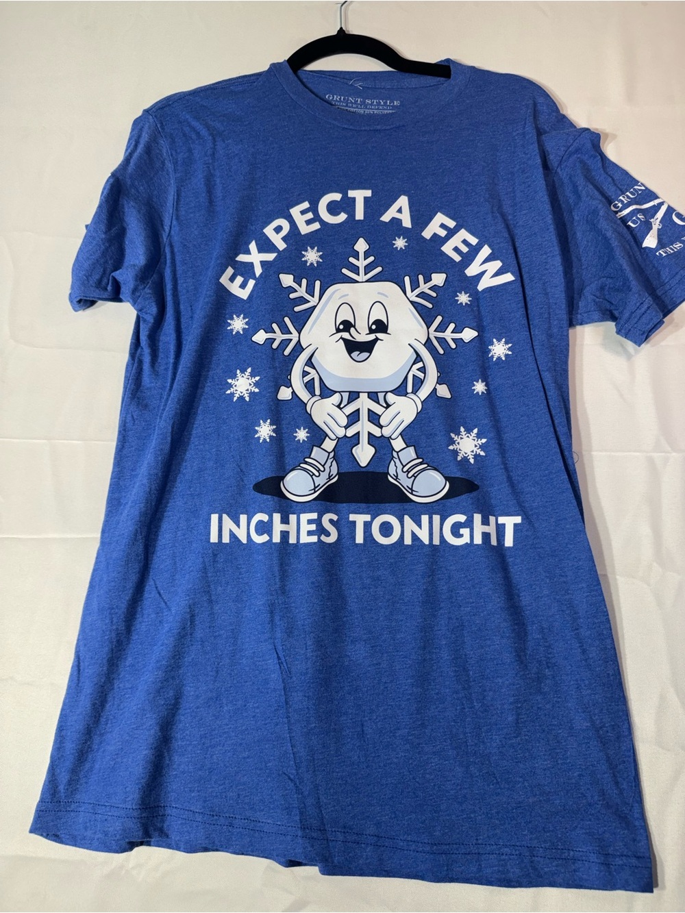 New Grunt Style Medium Blue "Expect A Few Inches Tonight" Short Sleeve Tee